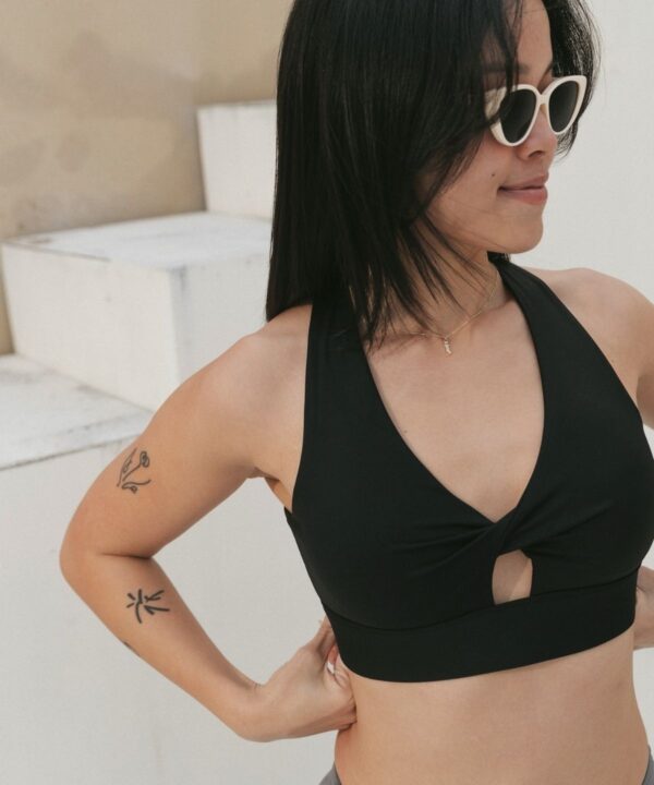 升級!健身女神|胸前挖洞集中高強度兩穿運動內衣-黑